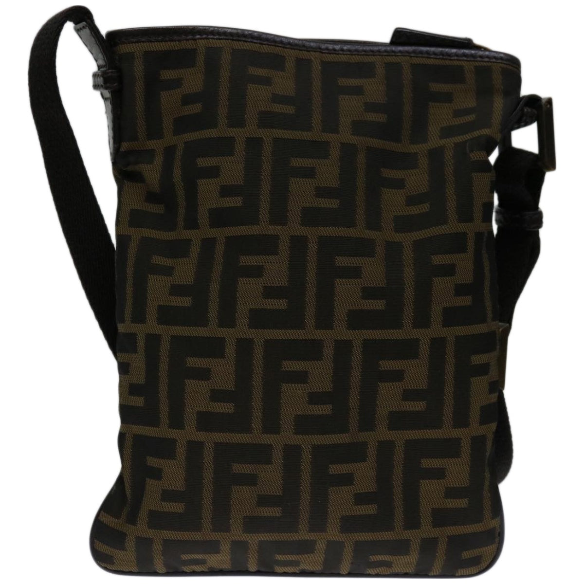 FENDI Zucca Canvas Shoulder Bag Black Brown 67995
