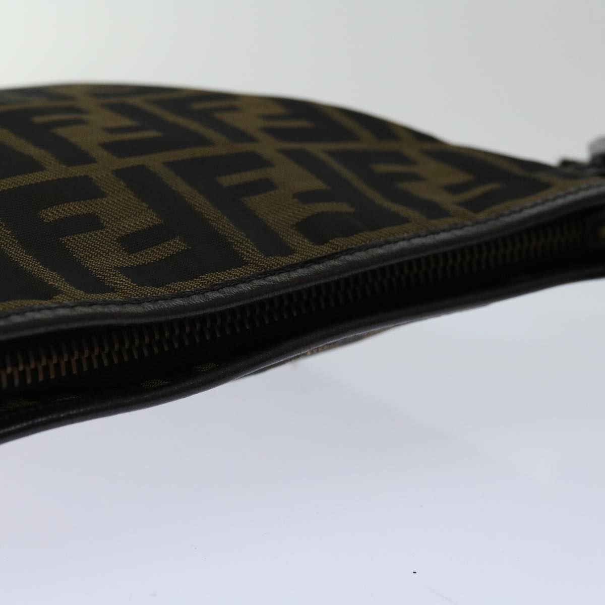 FENDI Zucca Canvas Shoulder Bag Black Brown 67995