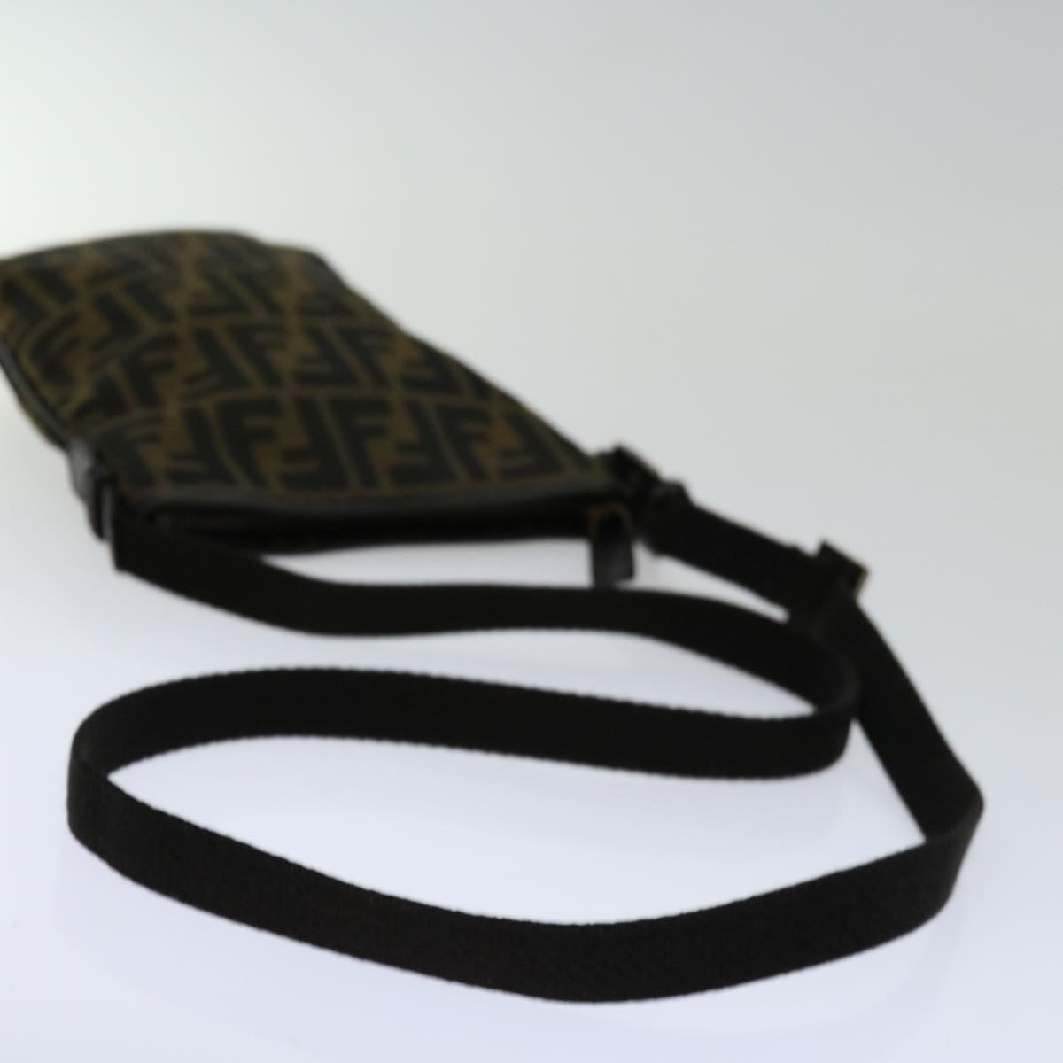 FENDI Zucca Canvas Shoulder Bag Black Brown 67995