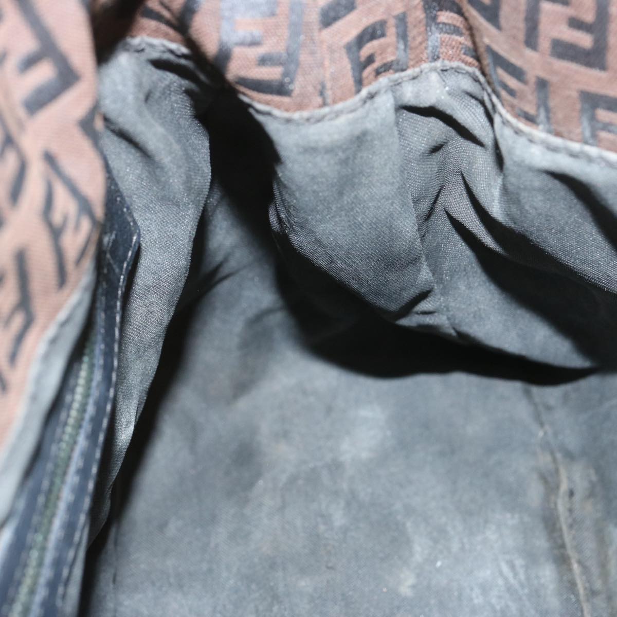 FENDI Zucchino Canvas Mamma Baguette Shoulder Bag Brown 67996