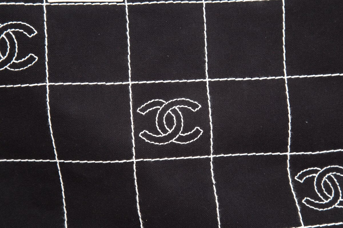 Chanel CC Canvas Black Quilt Large Tote