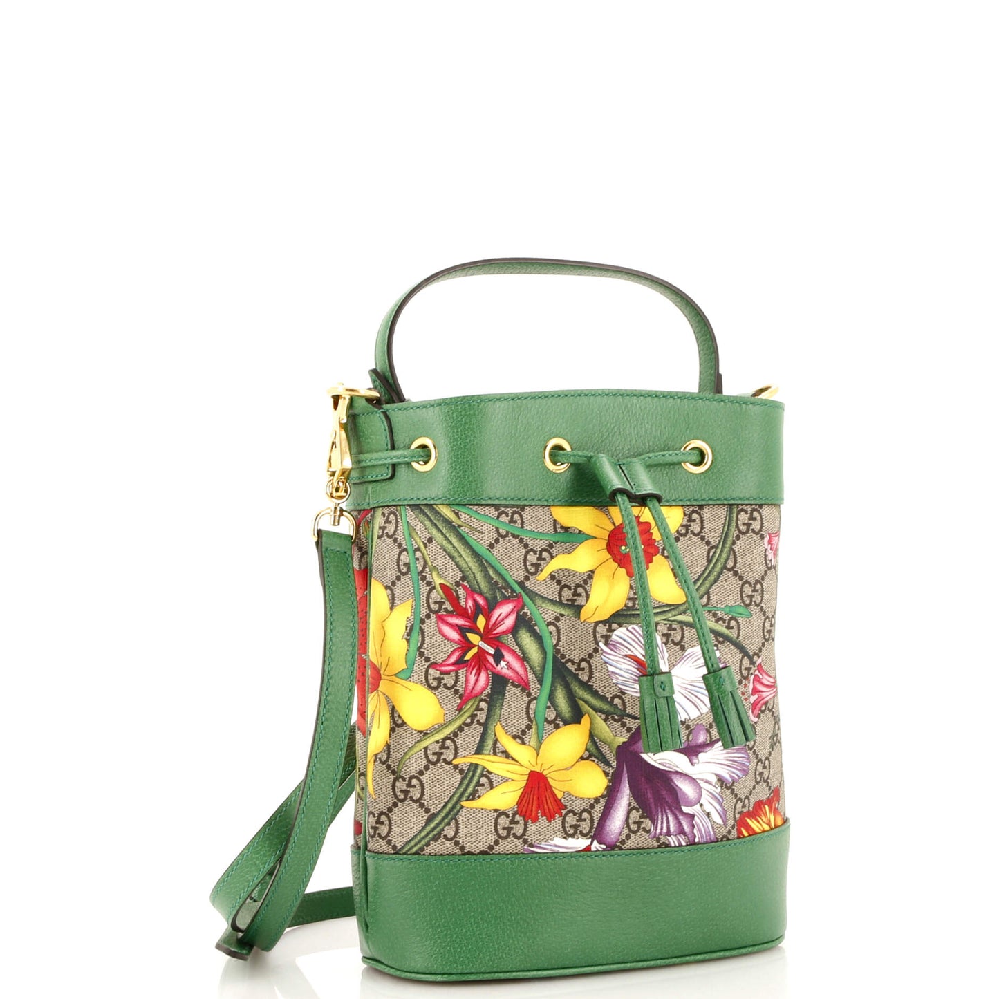 Ophidia Bucket Bag Flora GG Coated Canvas and Leather  Small