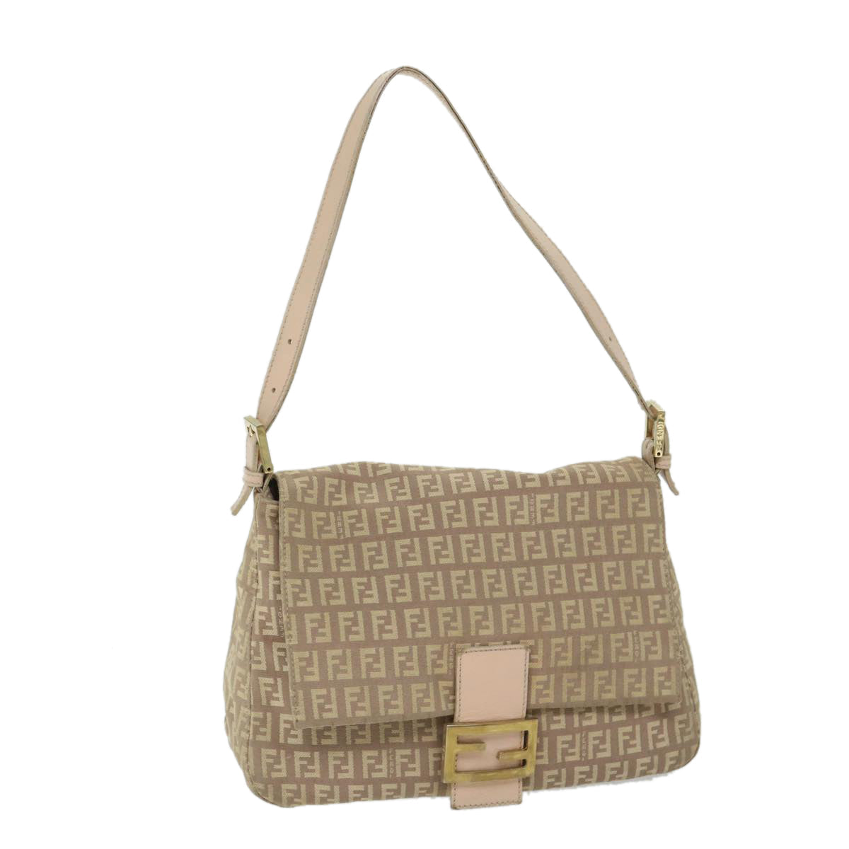 FENDI Zucchino Canvas Mamma Baguette Shoulder Bag Beige