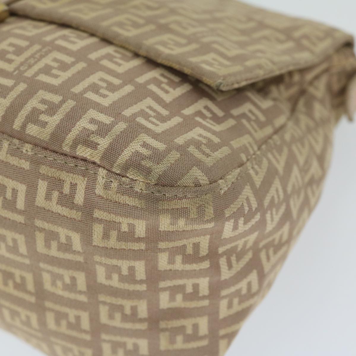 FENDI Zucchino Canvas Mamma Baguette Shoulder Bag Beige