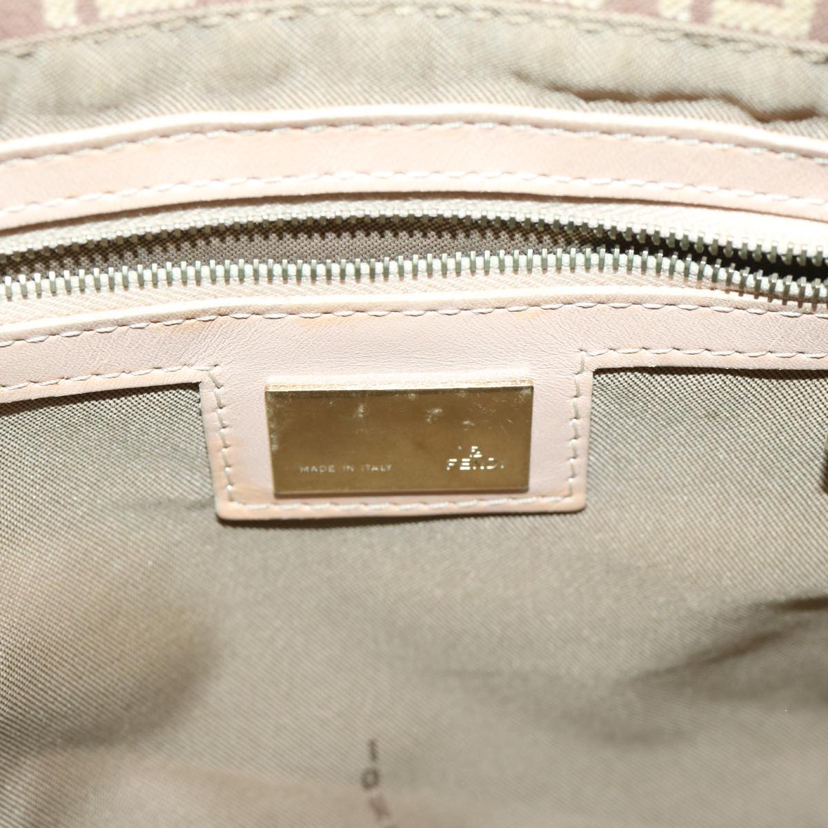 FENDI Zucchino Canvas Mamma Baguette Shoulder Bag Beige