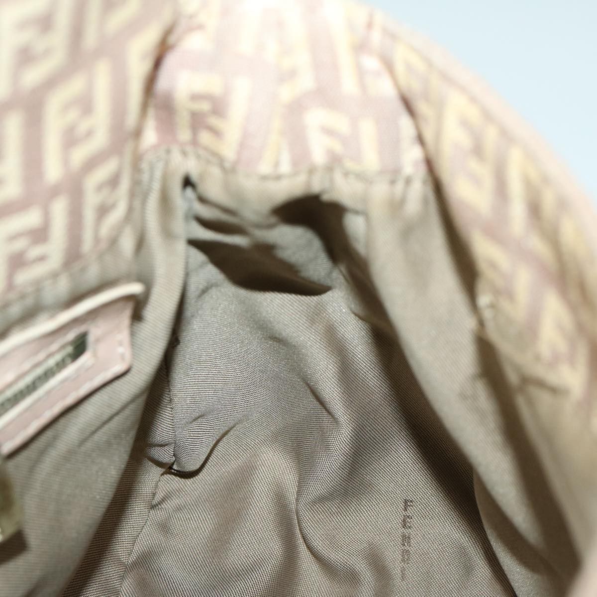 FENDI Zucchino Canvas Mamma Baguette Shoulder Bag Beige