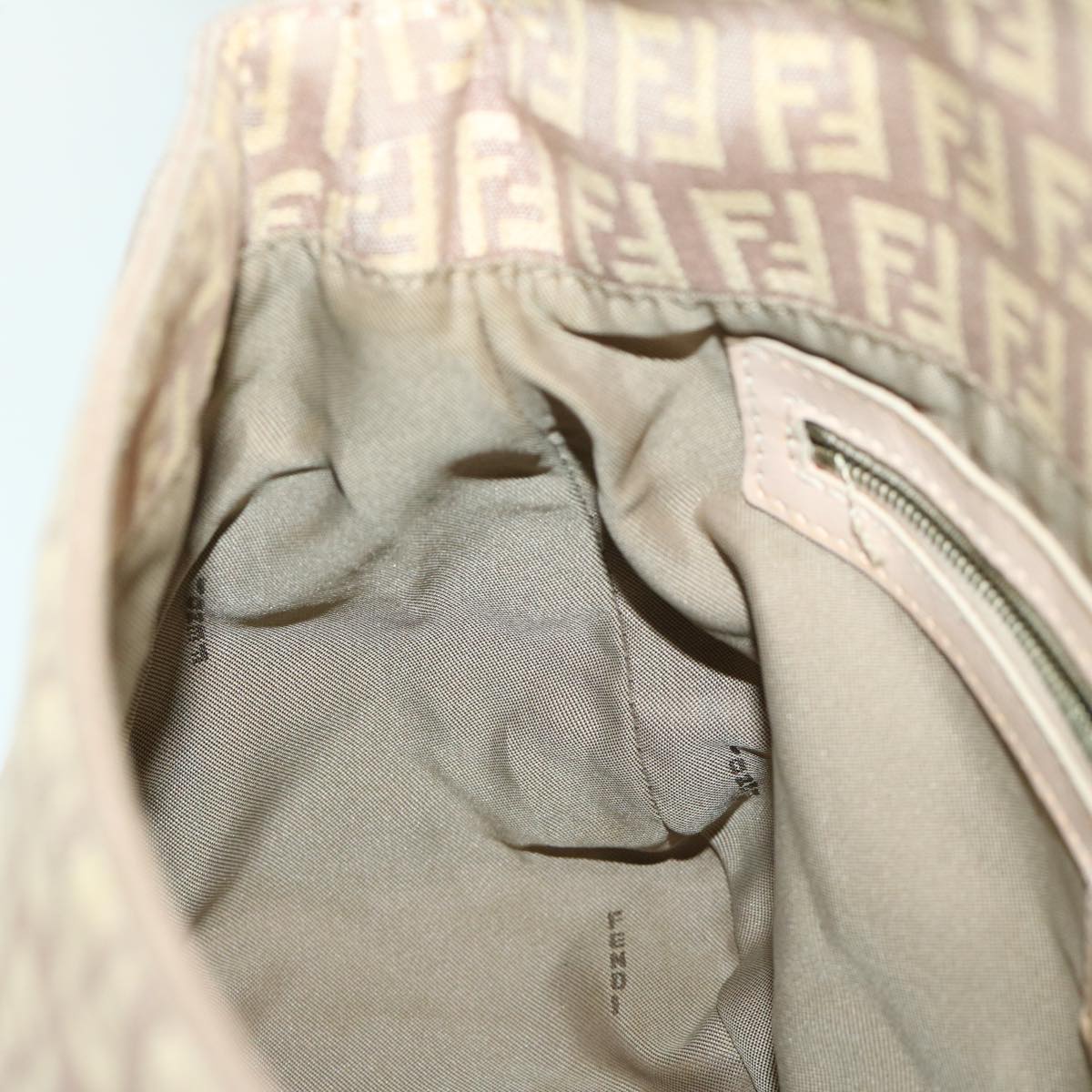 FENDI Zucchino Canvas Mamma Baguette Shoulder Bag Beige