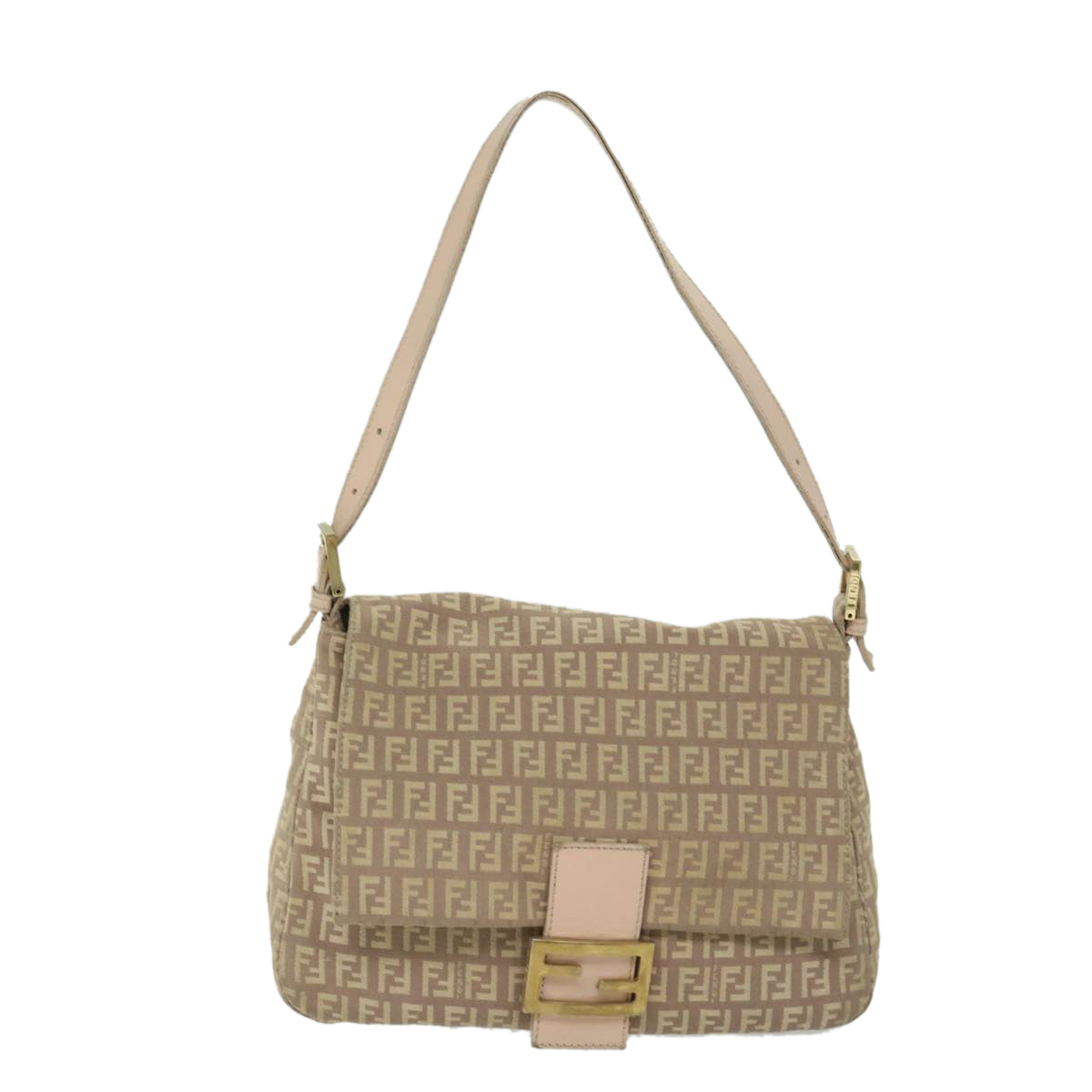 FENDI Zucchino Canvas Mamma Baguette Shoulder Bag Beige