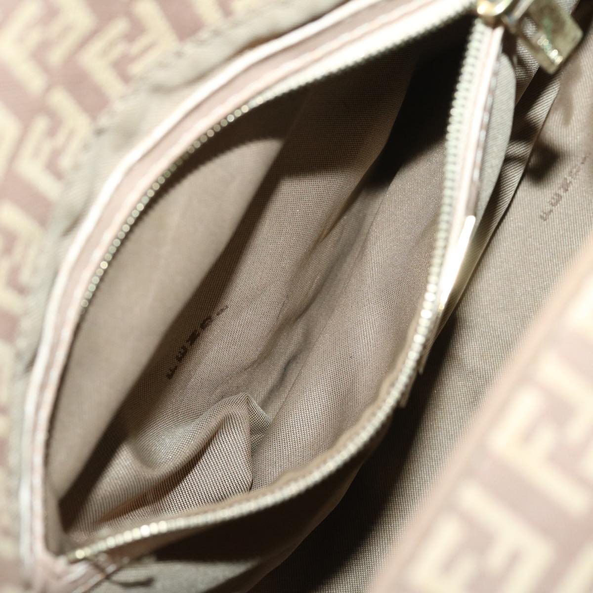 FENDI Zucchino Canvas Mamma Baguette Shoulder Bag Beige