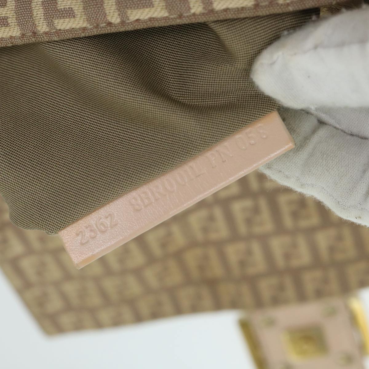 FENDI Zucchino Canvas Mamma Baguette Shoulder Bag Beige