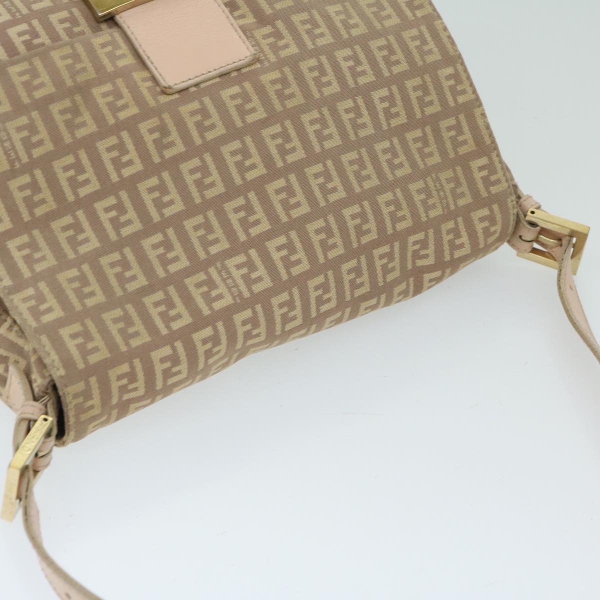 FENDI Zucchino Canvas Mamma Baguette Shoulder Bag Beige