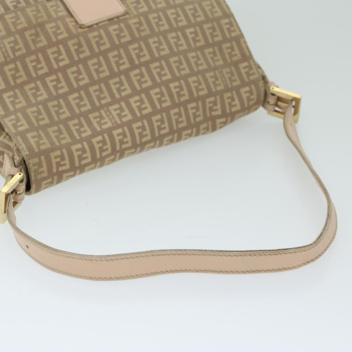 FENDI Zucchino Canvas Mamma Baguette Shoulder Bag Beige