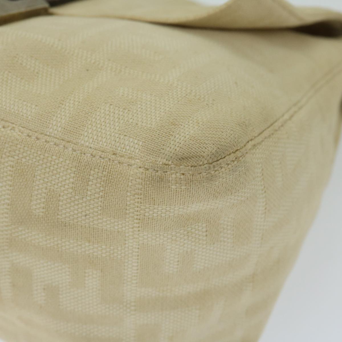 FENDI Zucca Canvas Mamma Baguette Shoulder Bag Beige 68065