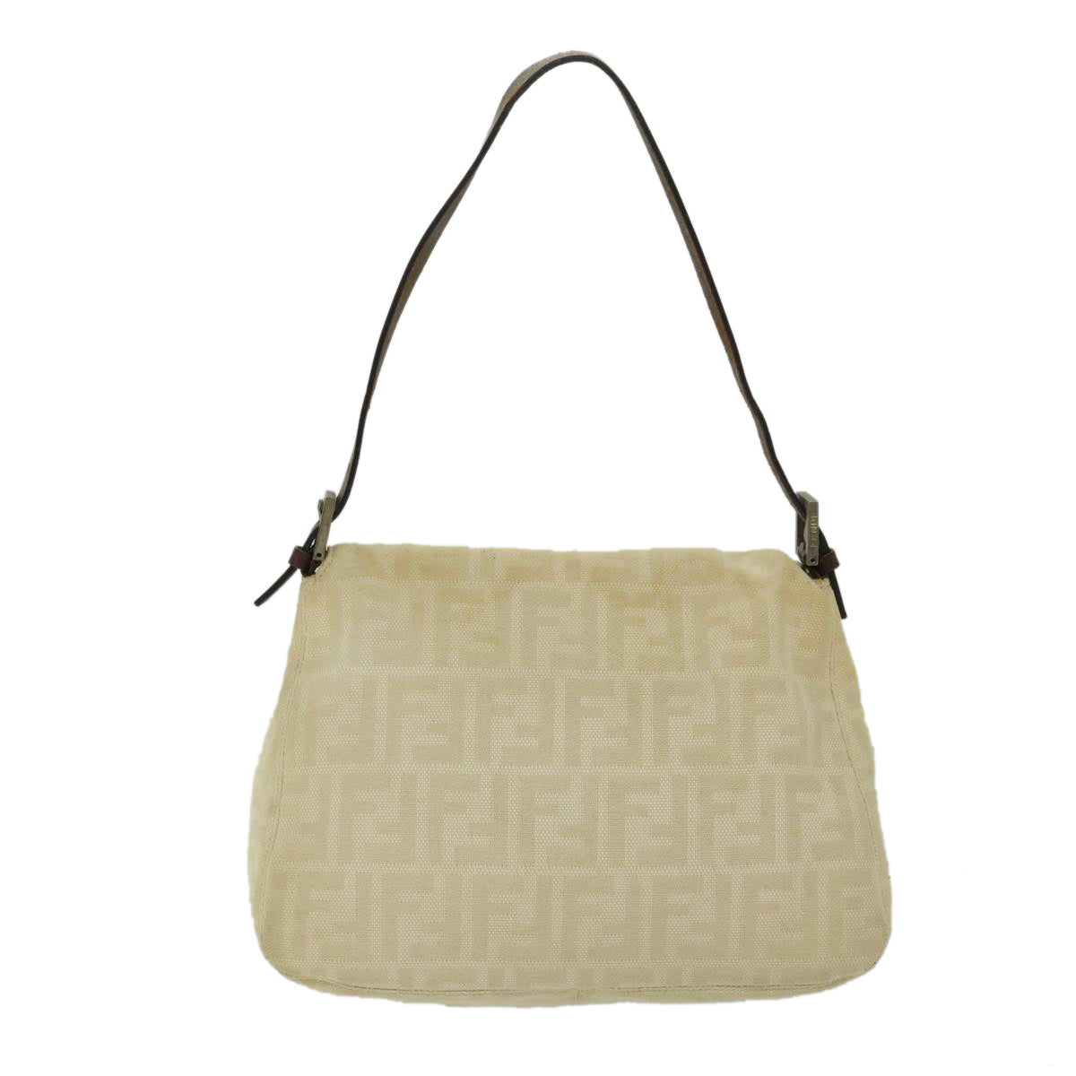FENDI Zucca Canvas Mamma Baguette Shoulder Bag Beige 68065