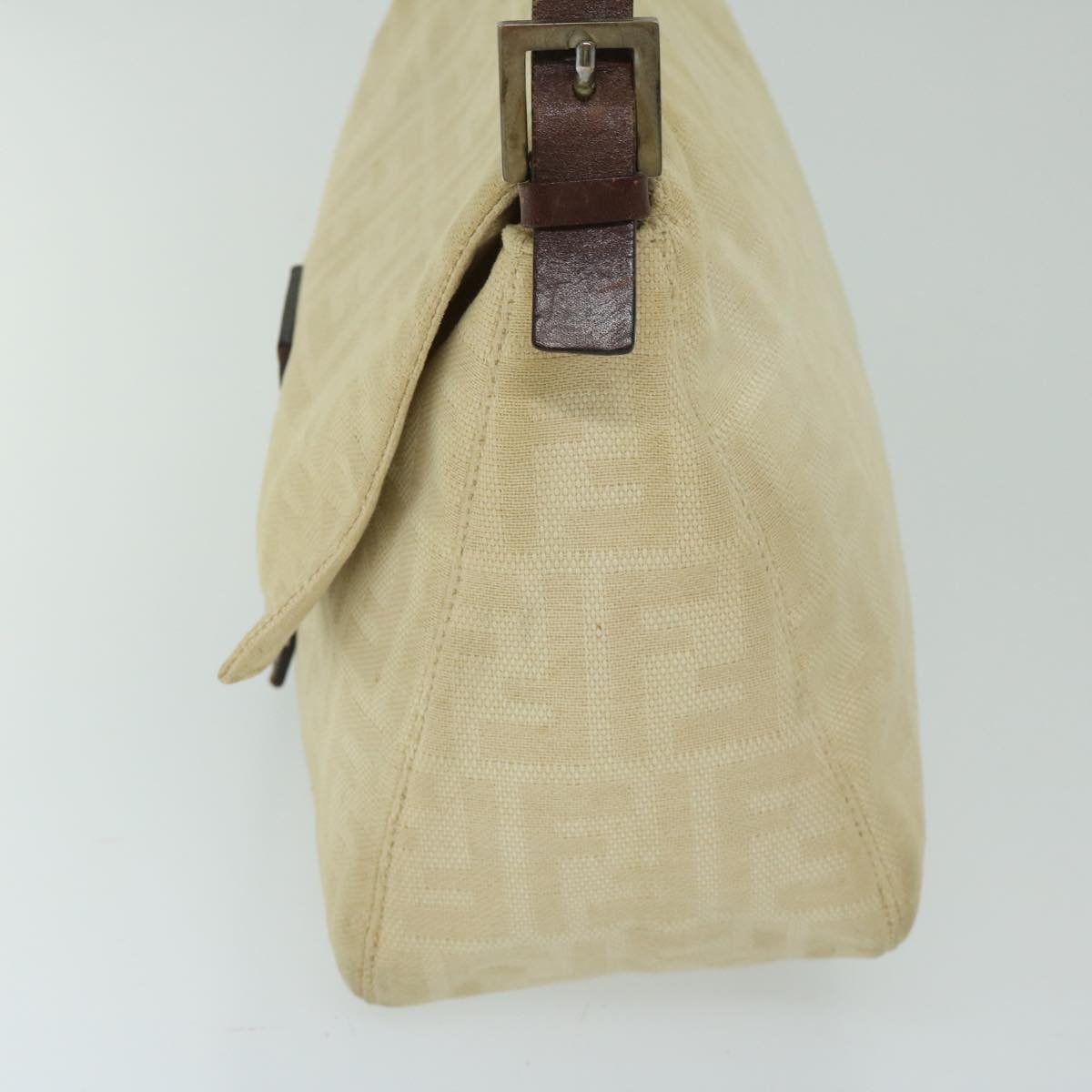 FENDI Zucca Canvas Mamma Baguette Shoulder Bag Beige 68065