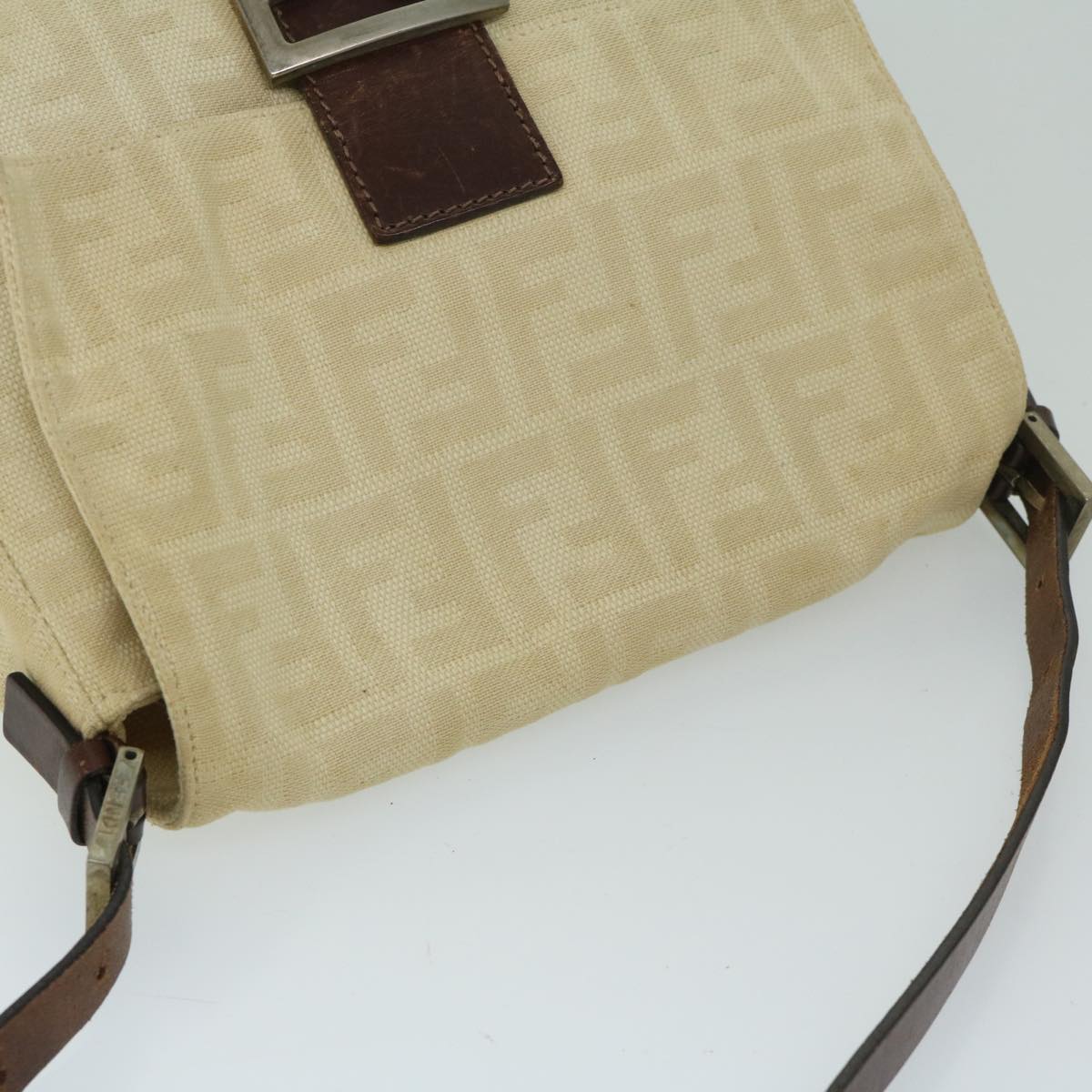 FENDI Zucca Canvas Mamma Baguette Shoulder Bag Beige 68065