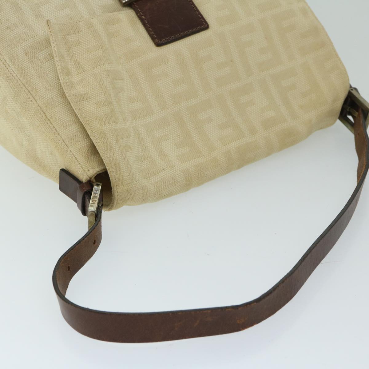 FENDI Zucca Canvas Mamma Baguette Shoulder Bag Beige 68065