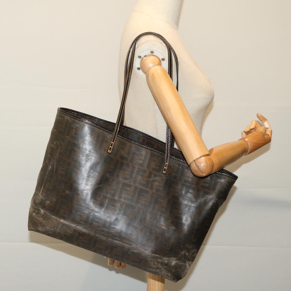 FENDI Zucca Canvas Tote Bag Brown 68069