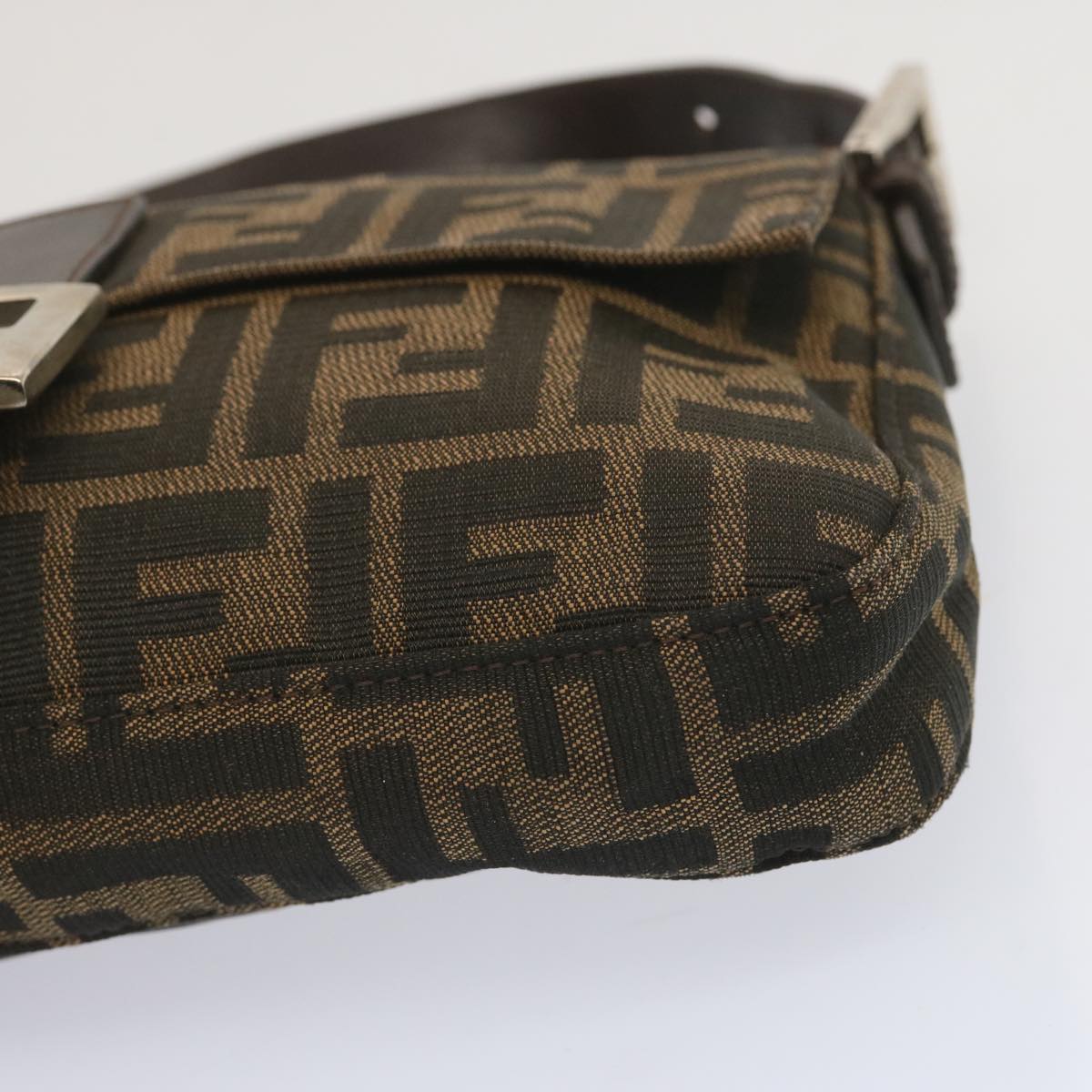 FENDI Zucca Canvas Mamma Baguette Shoulder Bag Black Brown