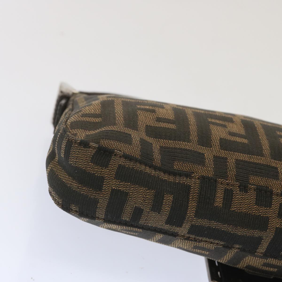 FENDI Zucca Canvas Mamma Baguette Shoulder Bag Black Brown