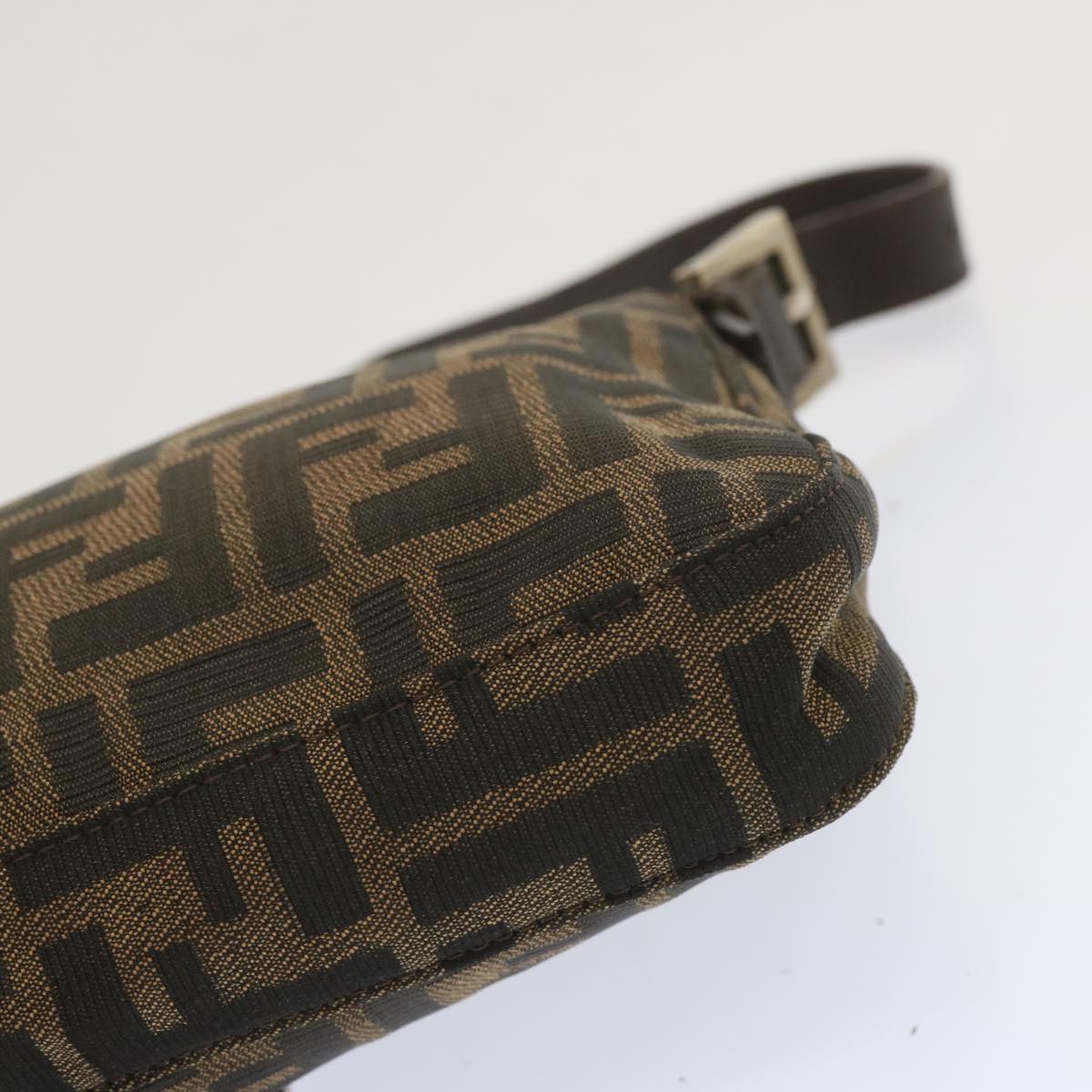 FENDI Zucca Canvas Mamma Baguette Shoulder Bag Black Brown