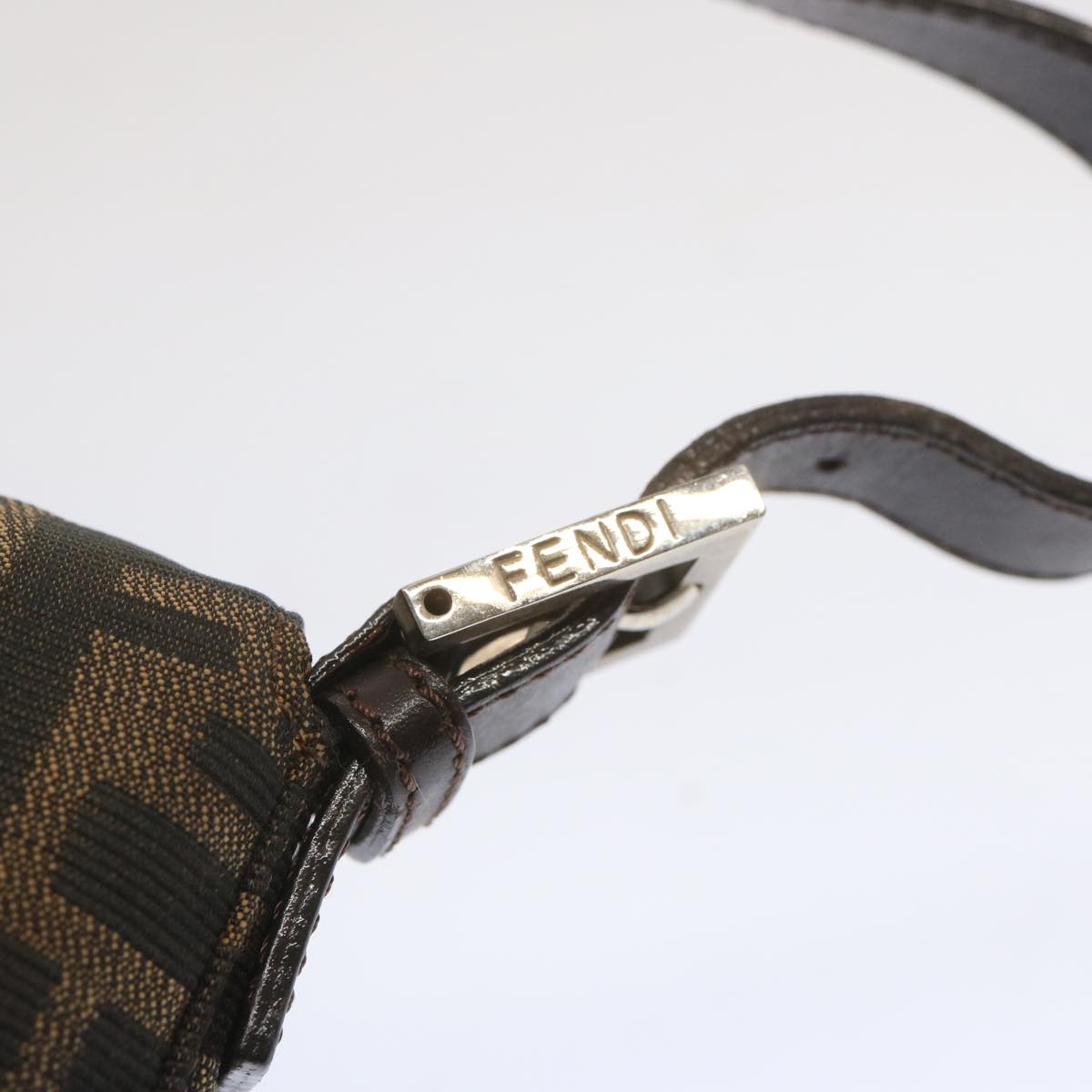 FENDI Zucca Canvas Mamma Baguette Shoulder Bag Black Brown
