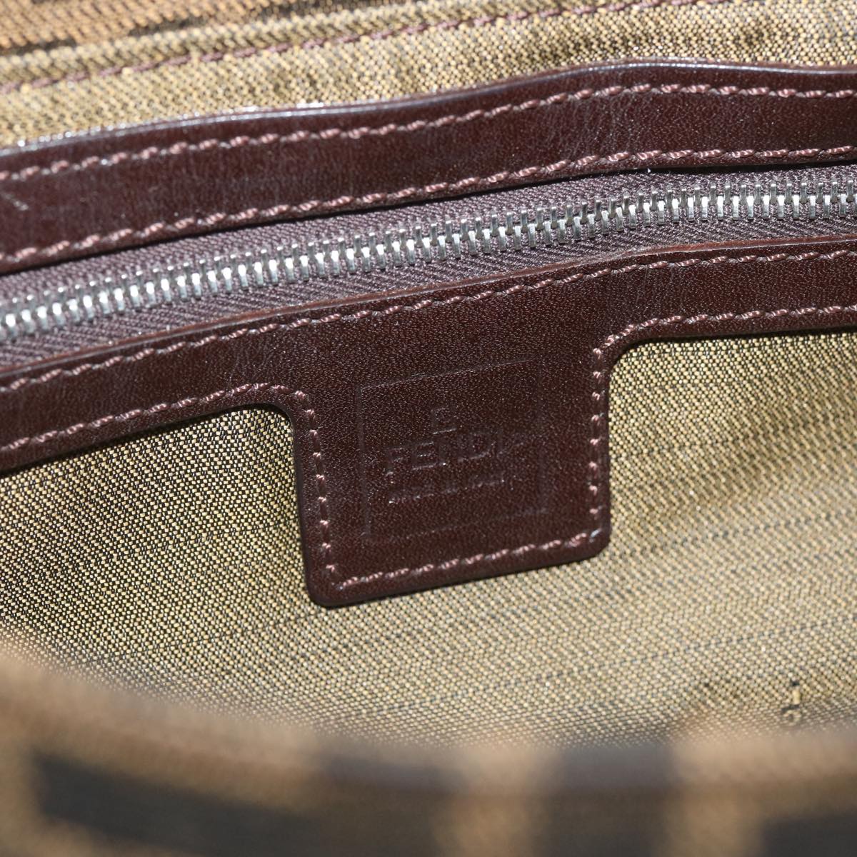 FENDI Zucca Canvas Mamma Baguette Shoulder Bag Black Brown