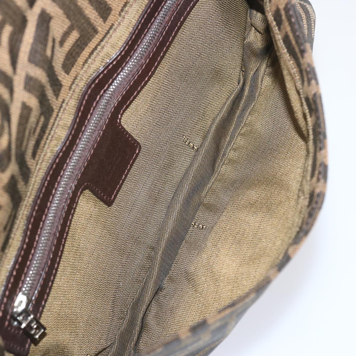 FENDI Zucca Canvas Mamma Baguette Shoulder Bag Black Brown