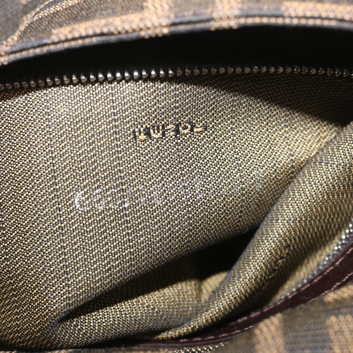 FENDI Zucca Canvas Mamma Baguette Shoulder Bag Black Brown