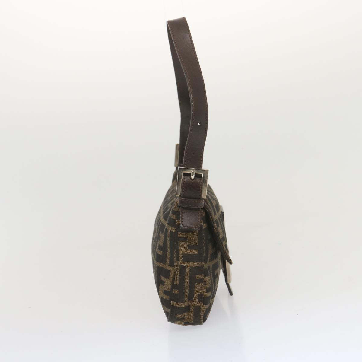 FENDI Zucca Canvas Mamma Baguette Shoulder Bag Black Brown