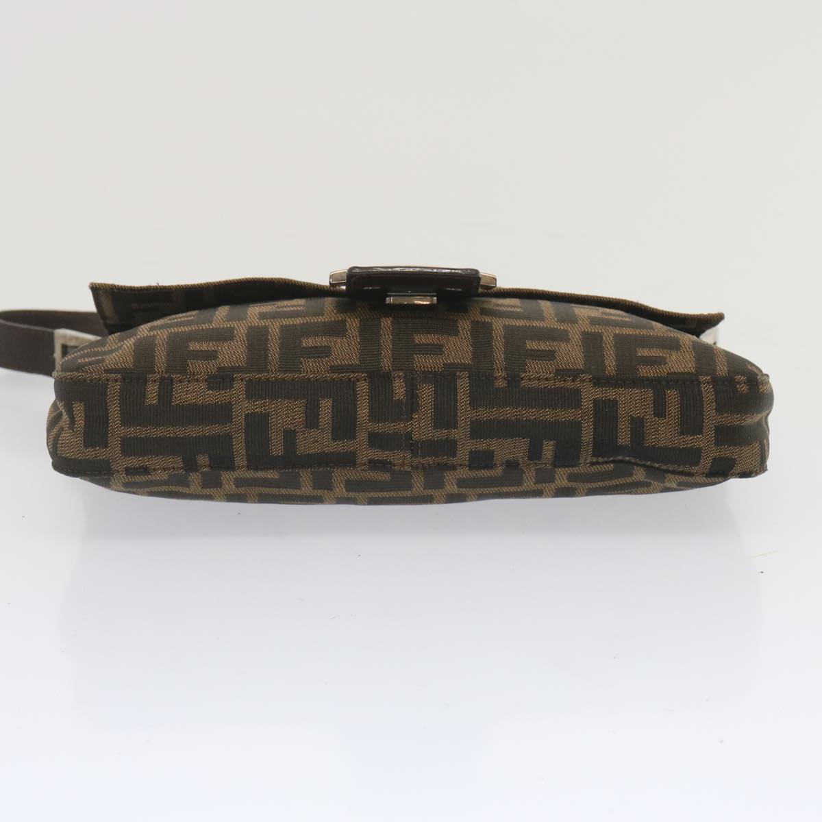 FENDI Zucca Canvas Mamma Baguette Shoulder Bag Black Brown