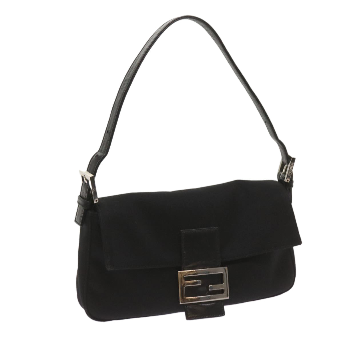 FENDI Mamma Baguette Shoulder Bag Nylon Black
