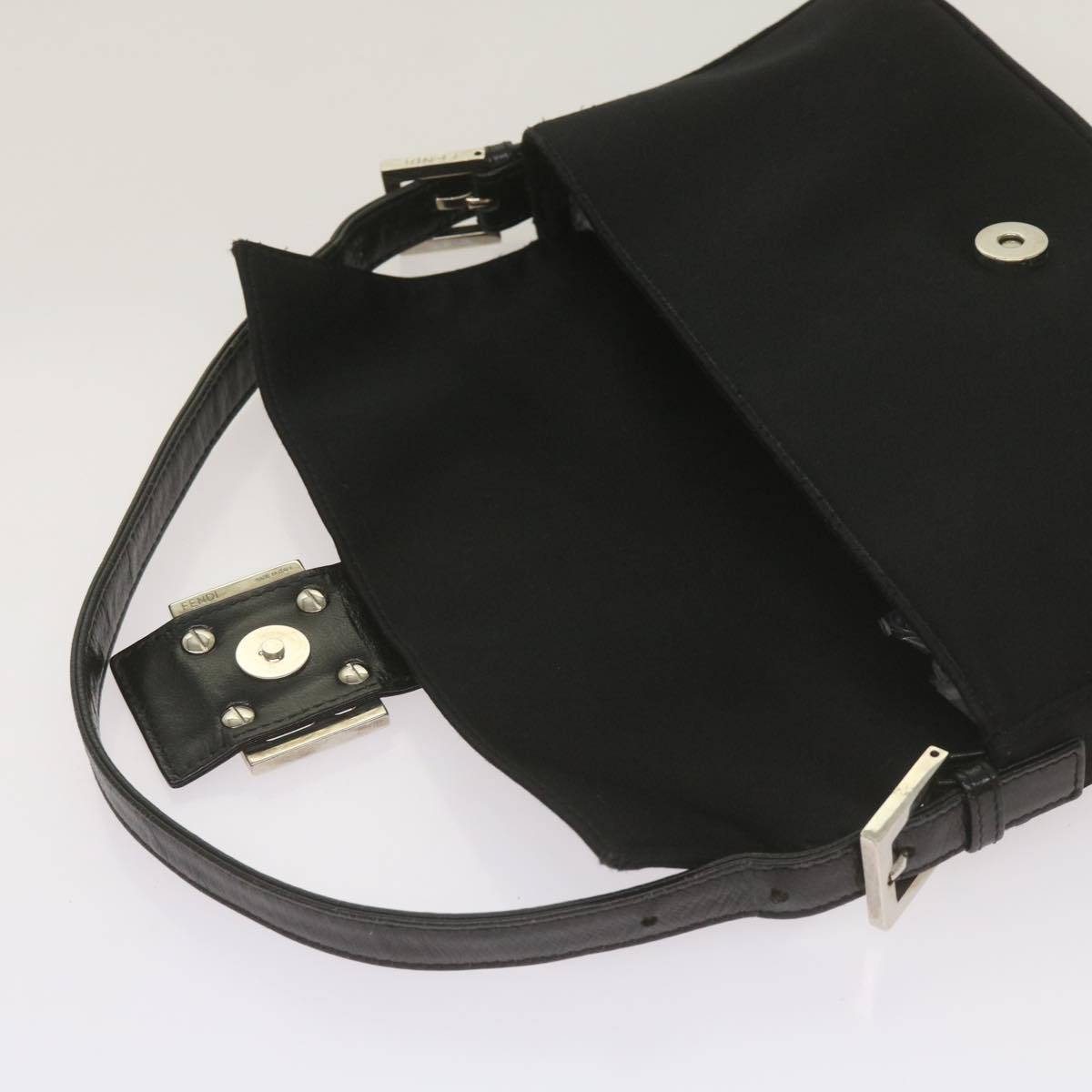 FENDI Mamma Baguette Shoulder Bag Nylon Black