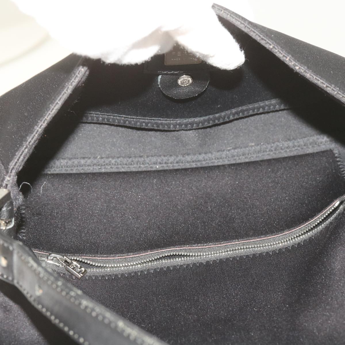FENDI Mamma Baguette Shoulder Bag Nylon Black