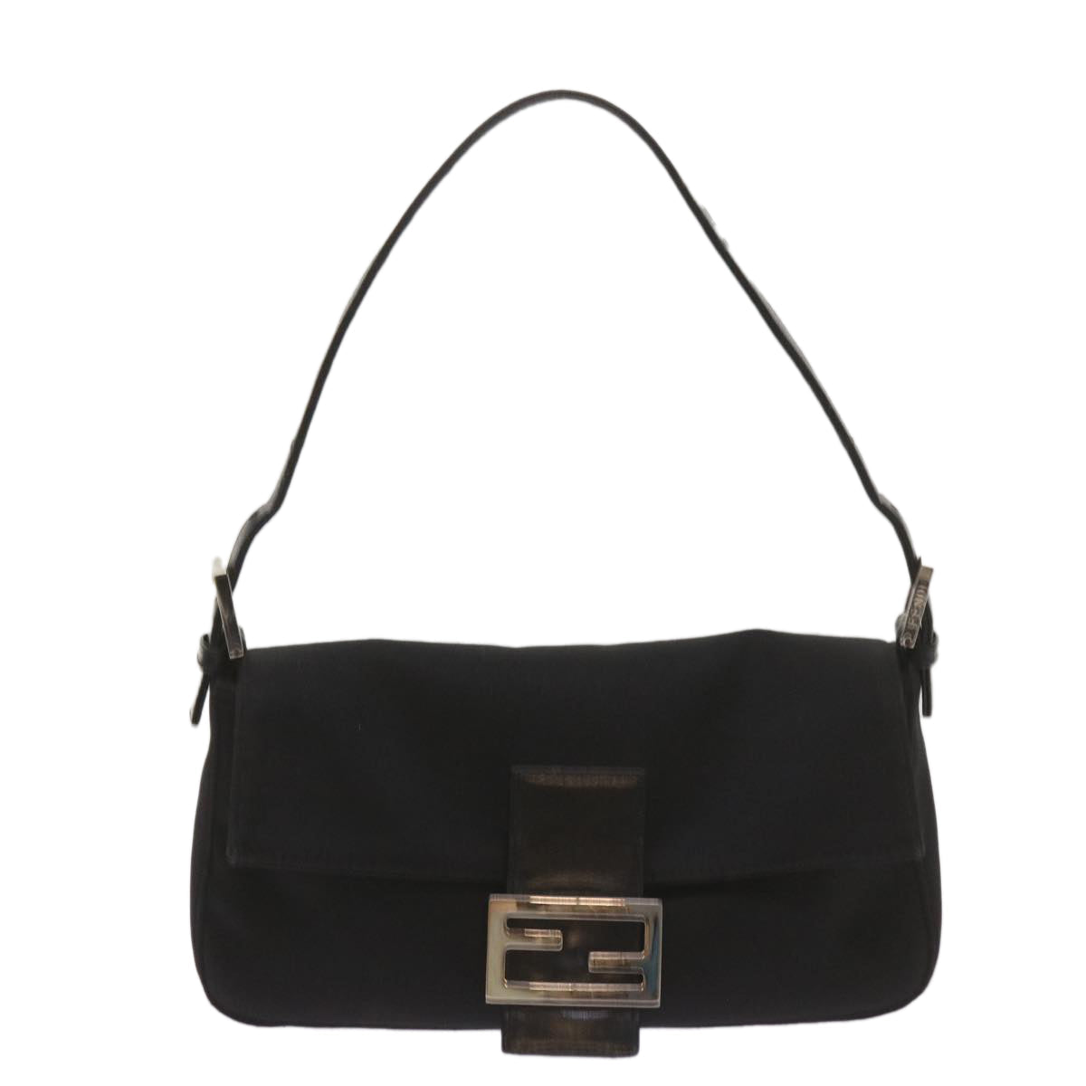 FENDI Mamma Baguette Shoulder Bag Nylon Black
