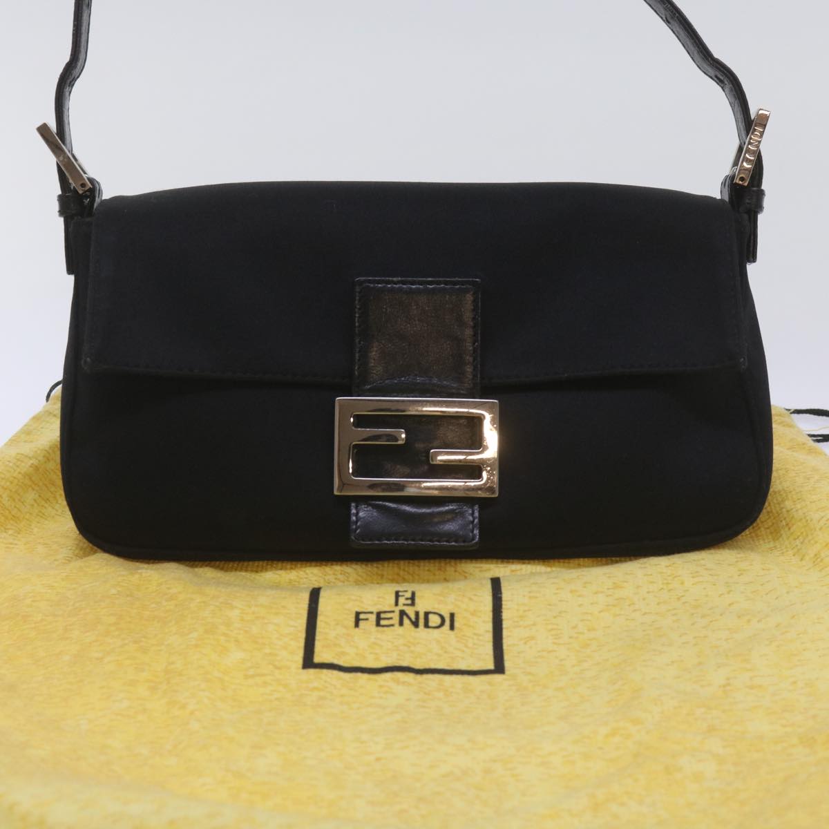 FENDI Mamma Baguette Shoulder Bag Nylon Black
