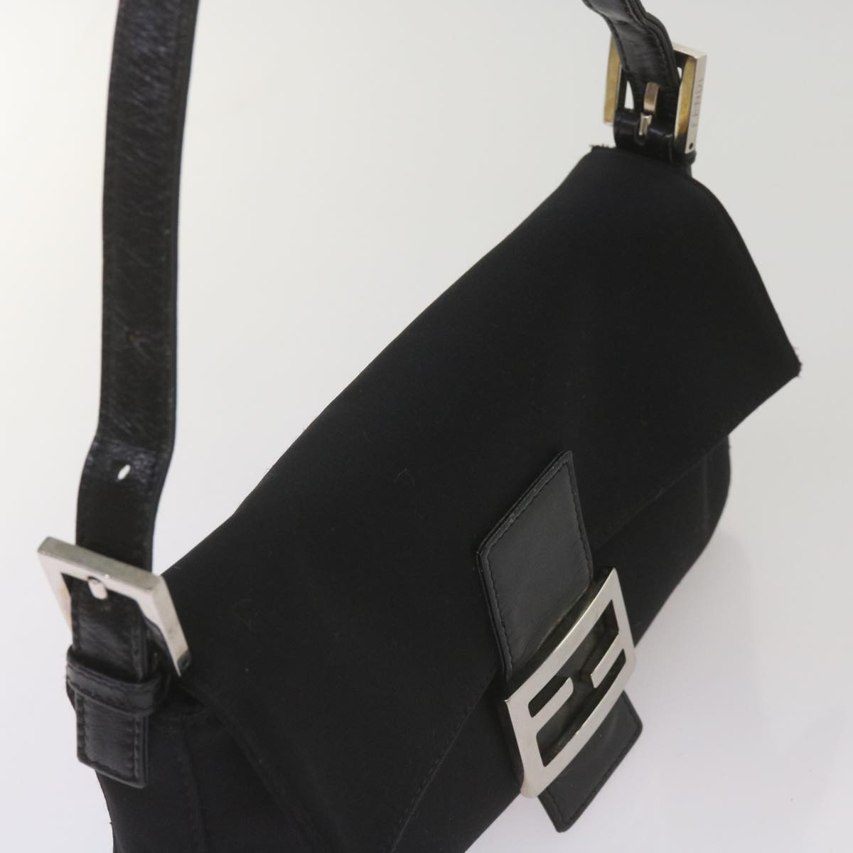 FENDI Mamma Baguette Shoulder Bag Nylon Black