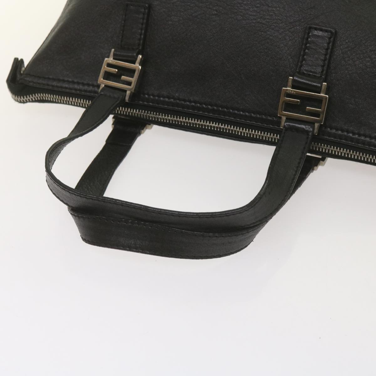 FENDI Hand Bag Leather Black 68245