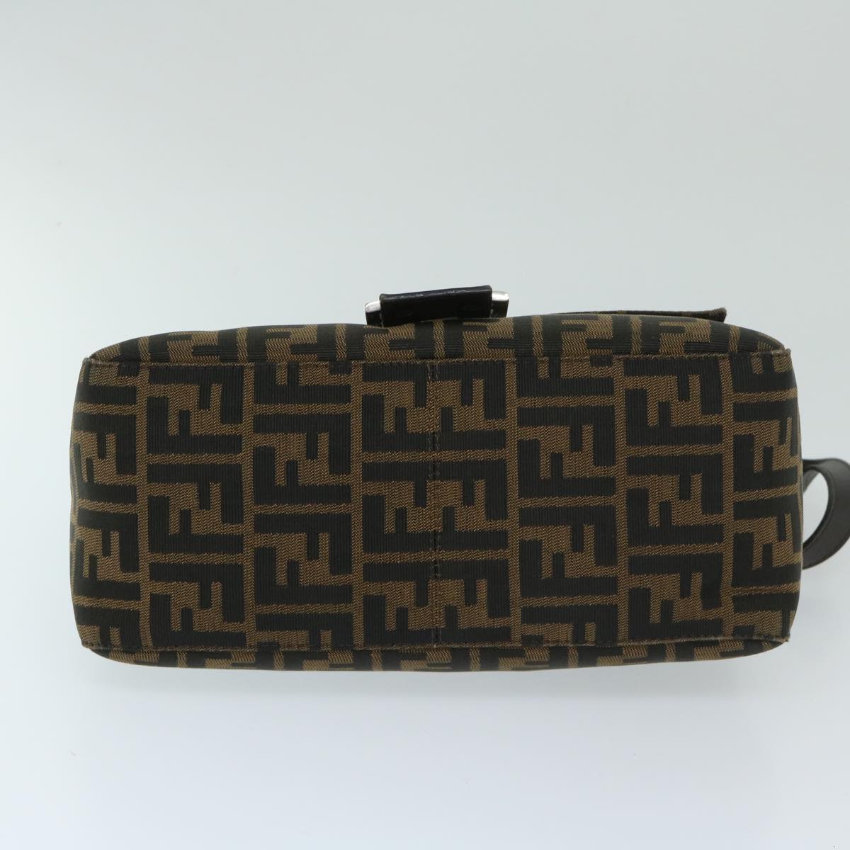 FENDI Zucca Canvas Mamma Baguette Shoulder Bag Black Brown 68265