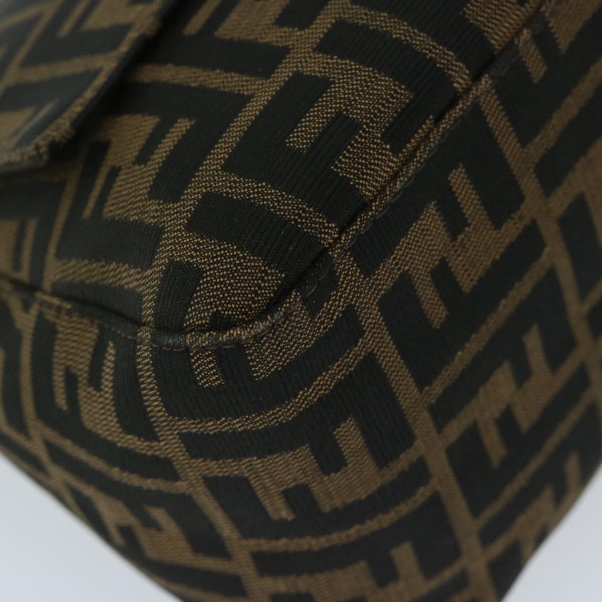 FENDI Zucca Canvas Mamma Baguette Shoulder Bag Black Brown 68265