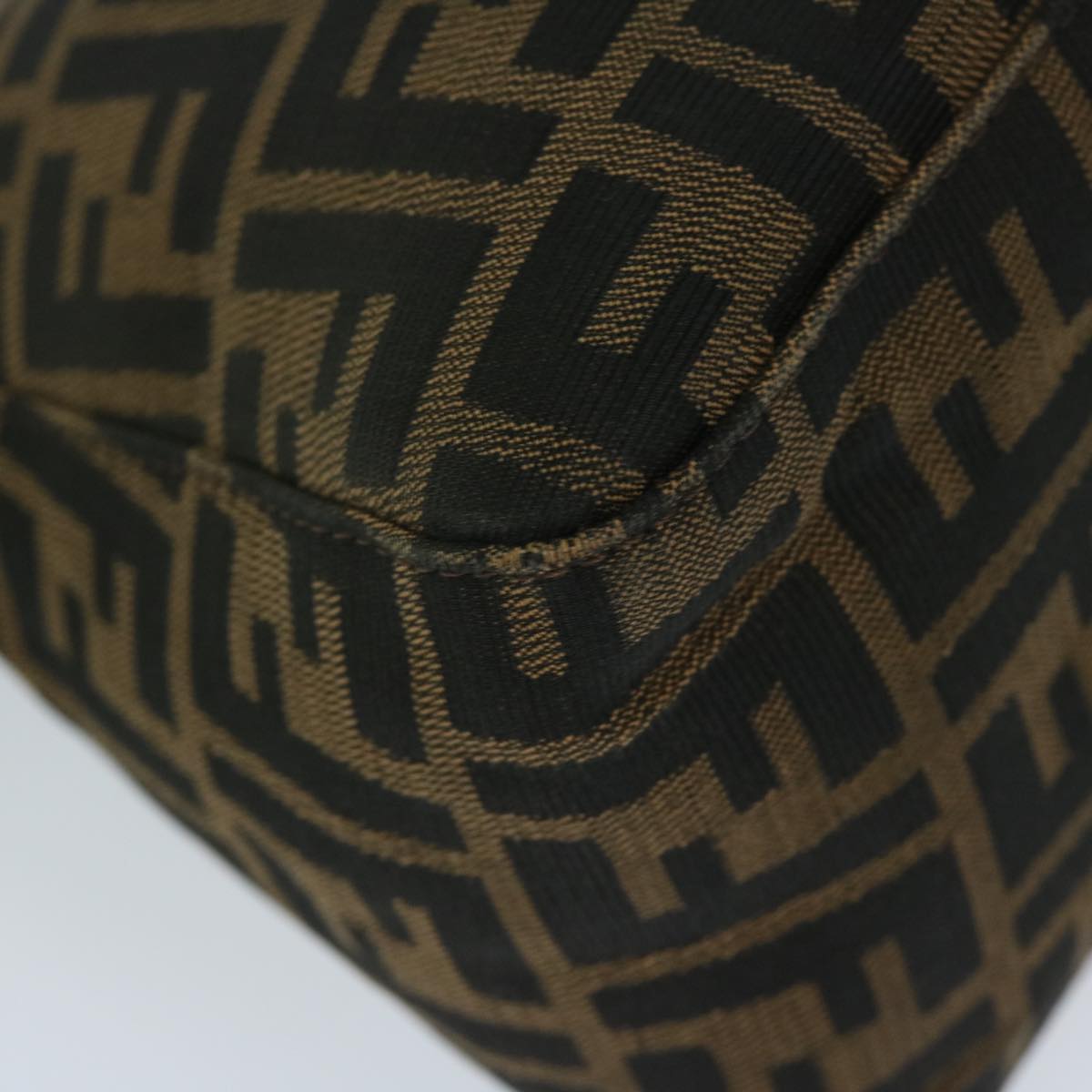 FENDI Zucca Canvas Mamma Baguette Shoulder Bag Black Brown 68265