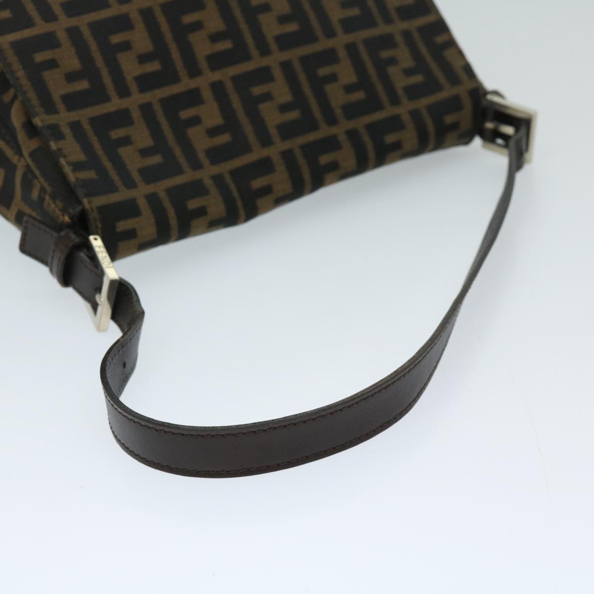 FENDI Zucca Canvas Mamma Baguette Shoulder Bag Black Brown 68265