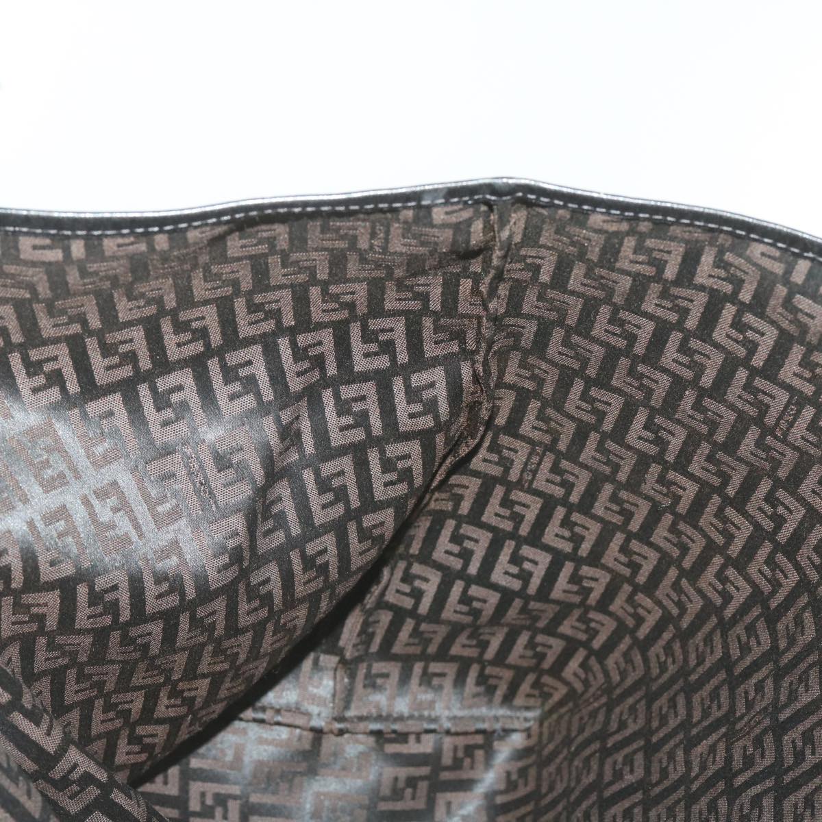 FENDI Zucchino Canvas Tote Bag Brown Black 68286