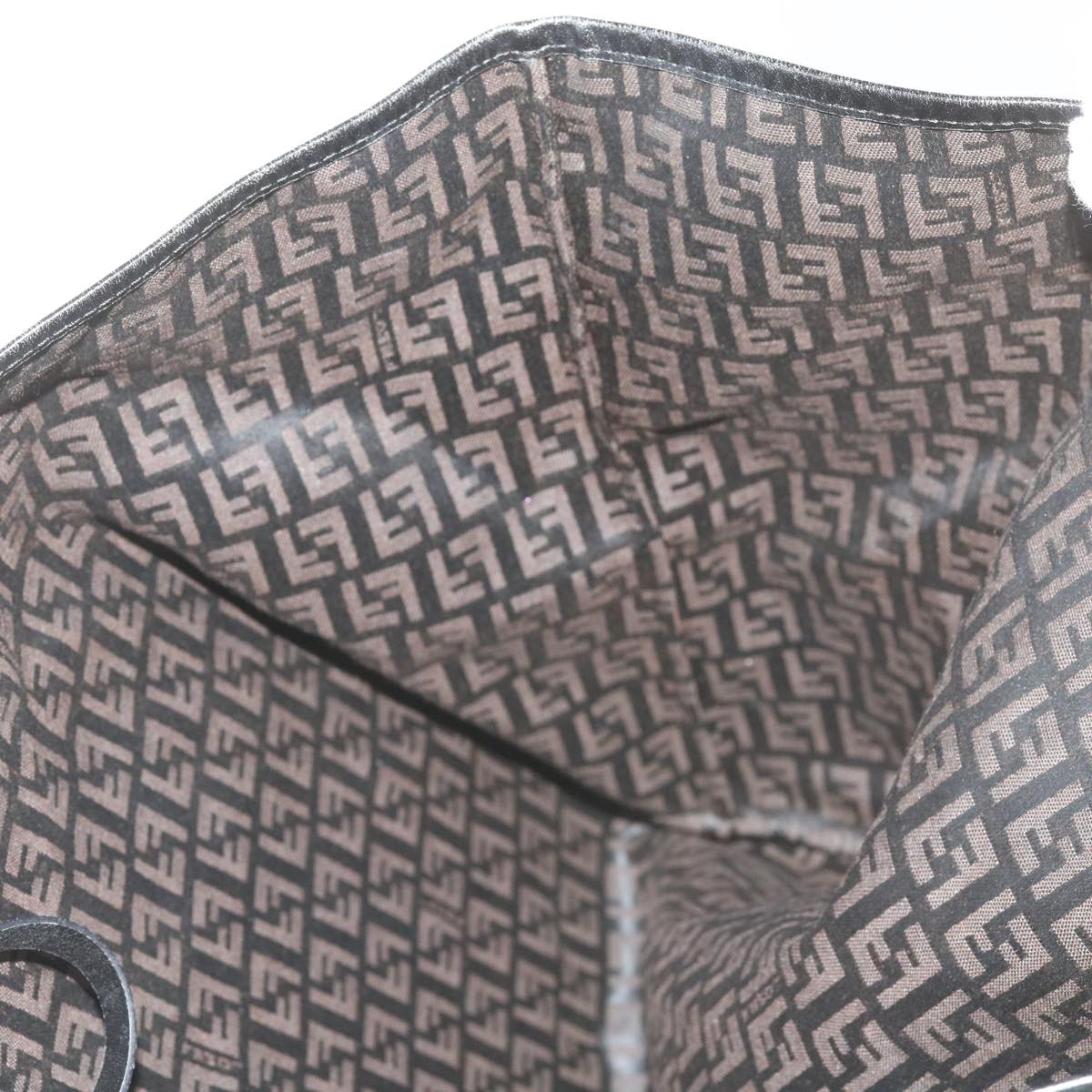 FENDI Zucchino Canvas Tote Bag Brown Black 68286