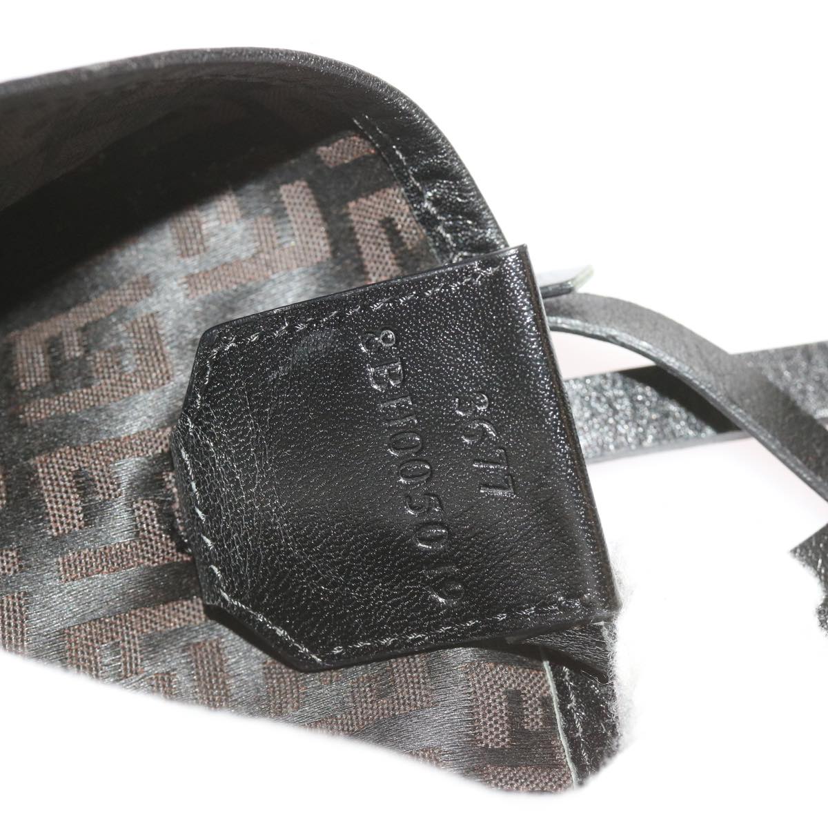 FENDI Zucchino Canvas Tote Bag Brown Black 68286