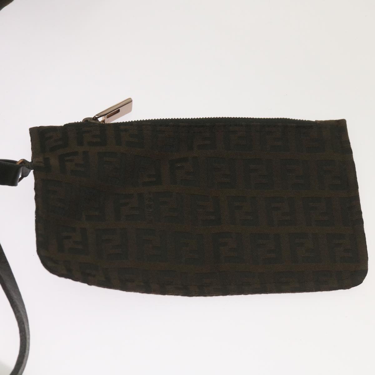 FENDI Zucchino Canvas Tote Bag Brown Black 68286