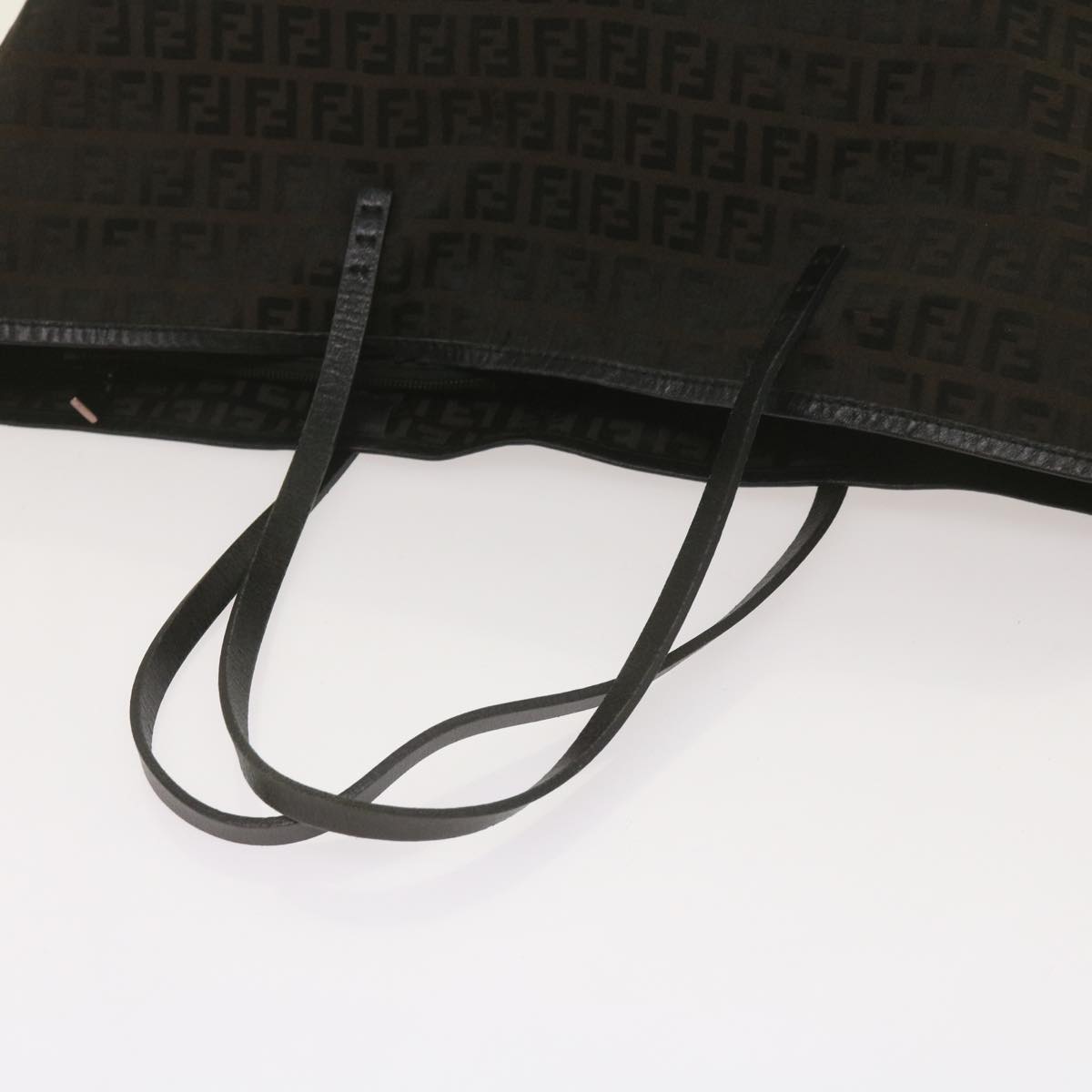 FENDI Zucchino Canvas Tote Bag Brown Black 68286