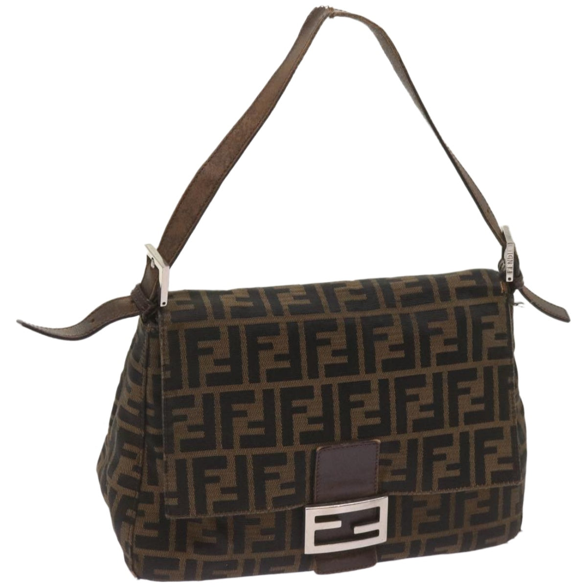 FENDI Zucca Canvas Mamma Baguette Shoulder Bag Brown
