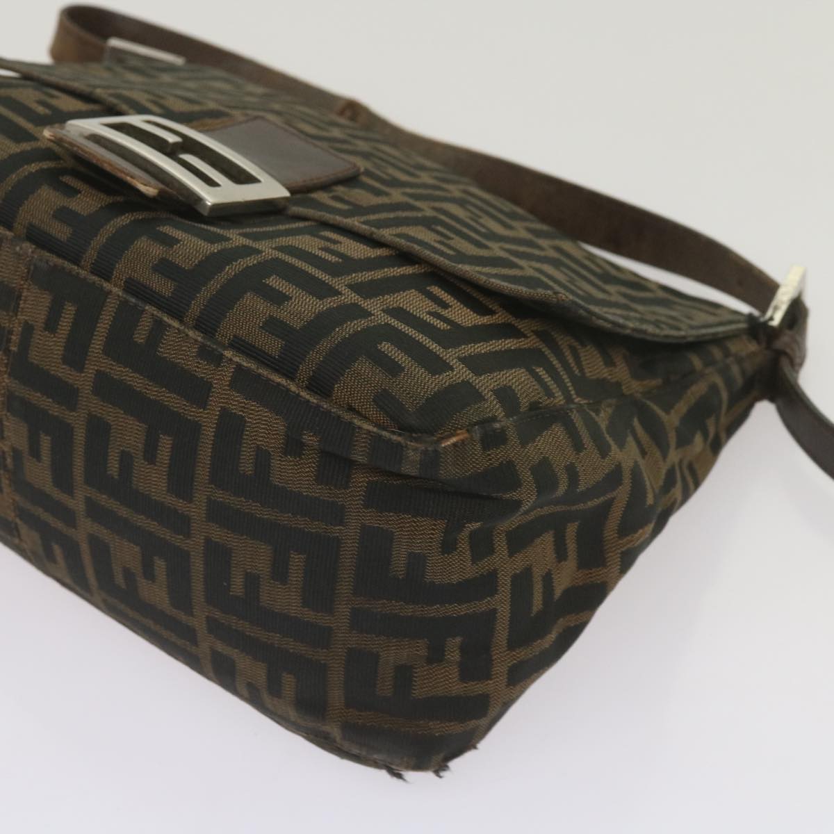 FENDI Zucca Canvas Mamma Baguette Shoulder Bag Brown