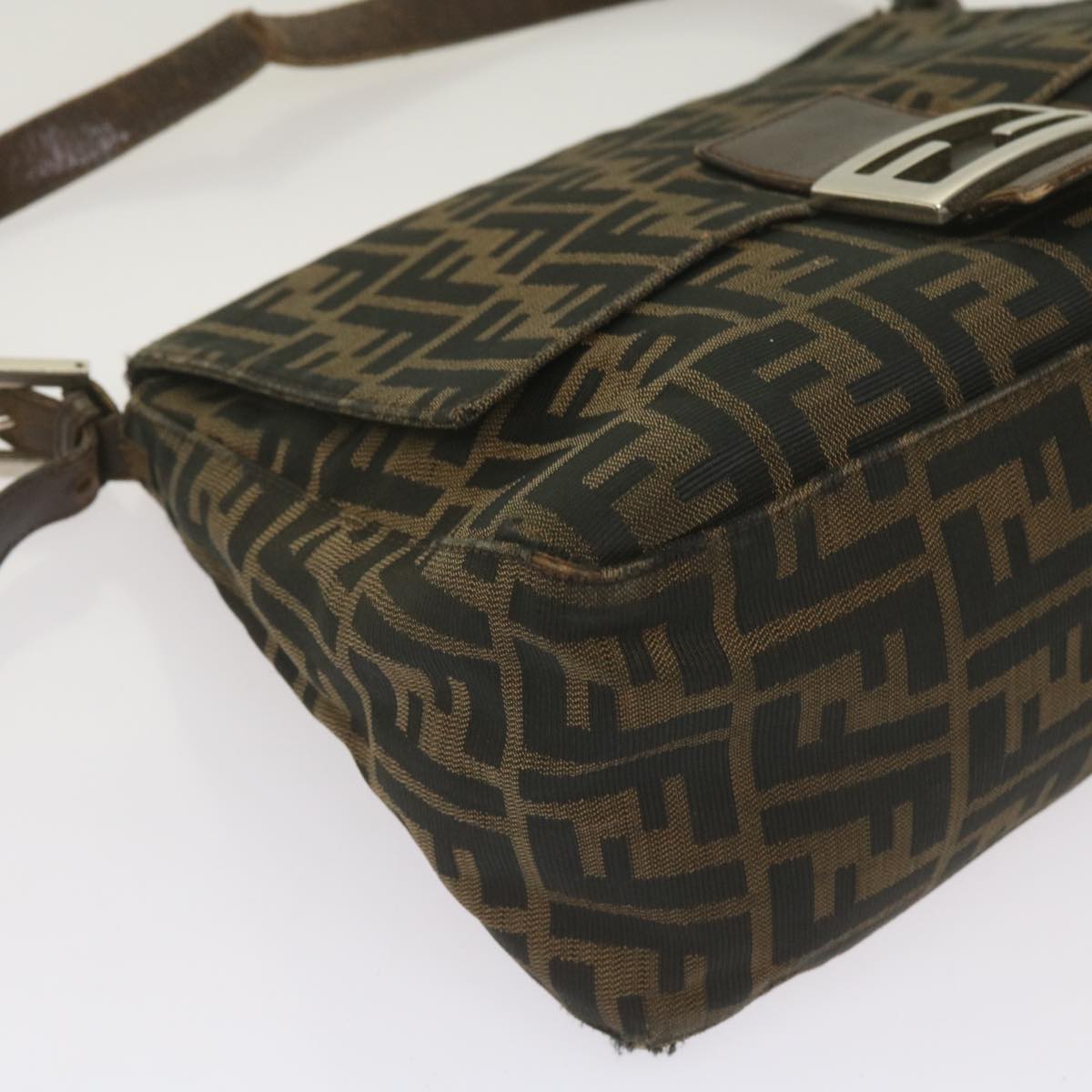 FENDI Zucca Canvas Mamma Baguette Shoulder Bag Brown